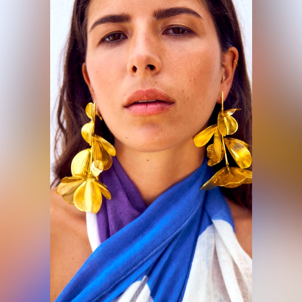 ZARA FLOWER METAL EARRINGS